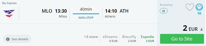 cheap flights from milos to athens