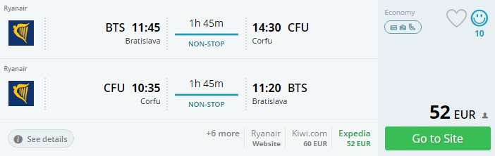 direct flights from bratislava to corfu