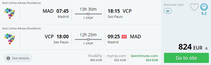 error fare business class flights to brazil