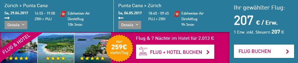 last minute flights to dominican republic from zurich