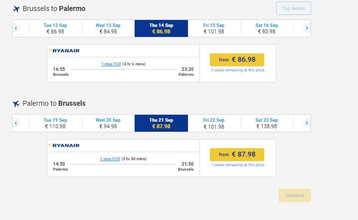 ryanair connecting flights
