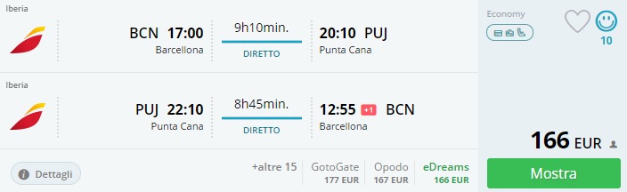 Non Stop flights to Dominican Republic from Barcelona