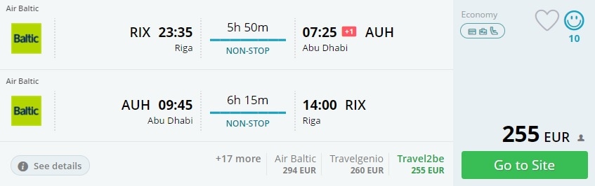 cheap tickets to abu dhabi from baltics
