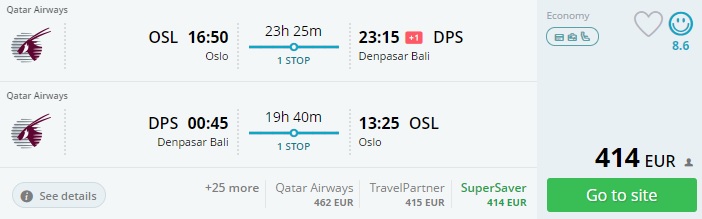 flight deals to bali from scandinavia