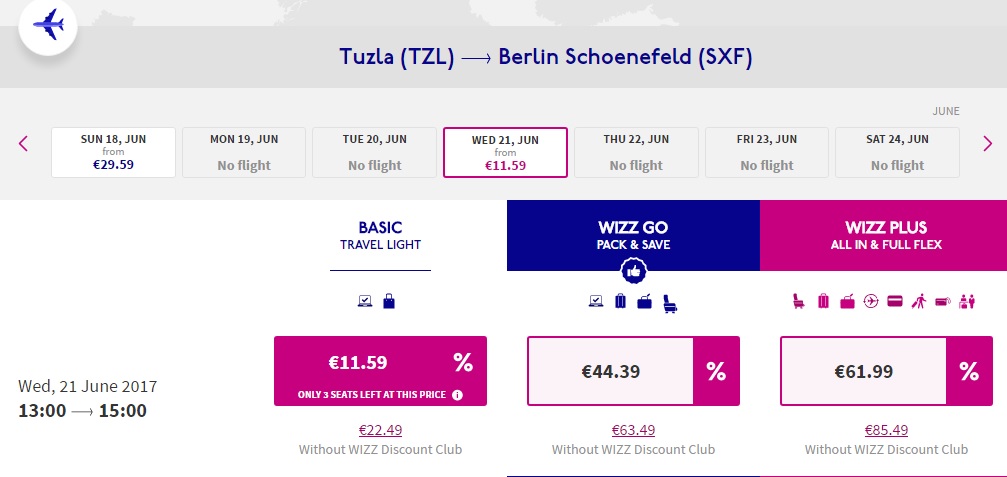 wizzair bosnia sale