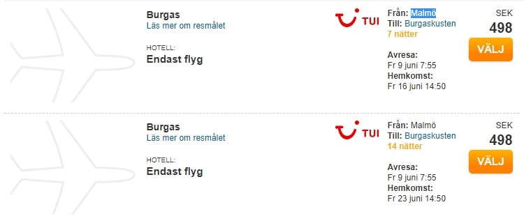 Cheap tickets to BURGAS from Denmark