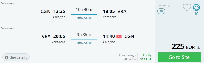 direct flights to cuba from cologne