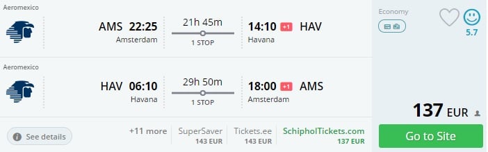 error fare flights to cuba from amsterdam