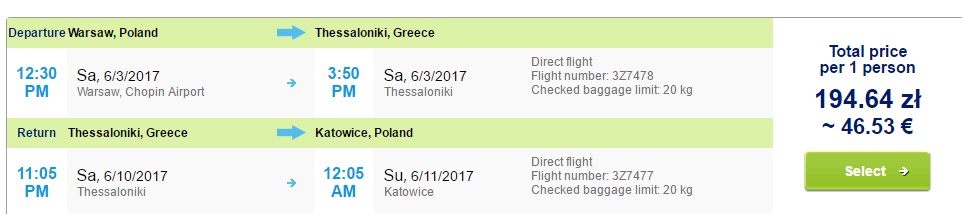 last minute flights thessaloniki from warsaw