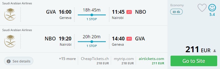 Cheap flights from Geneva to KENYA