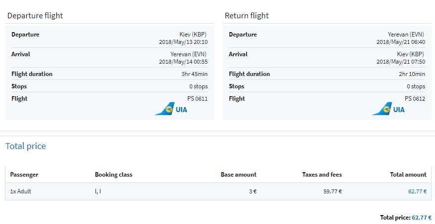 Cheap flights to ARMENIA from Kyiv