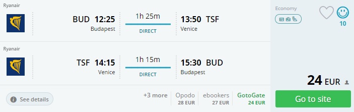 Direct flights to VENICE from Budapest