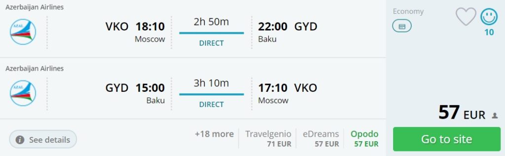 cheap flights to azerbaijan from russia