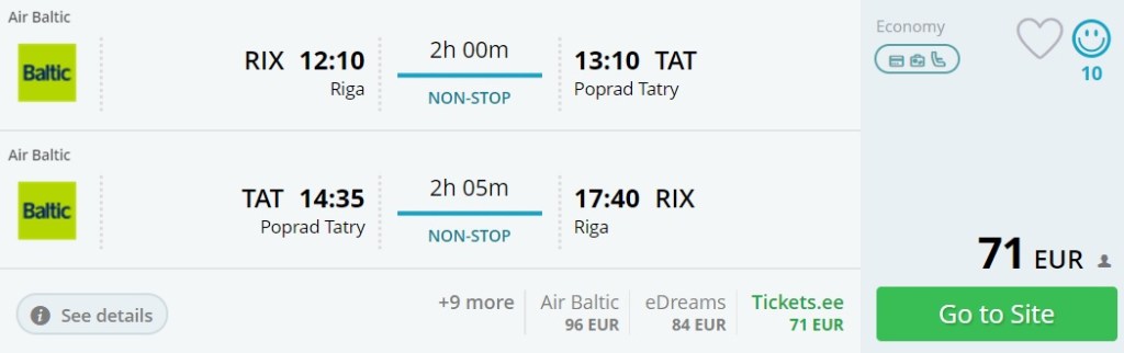 cheap flights to tatry from riga