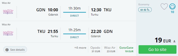 cheap flights from gdansk to turku