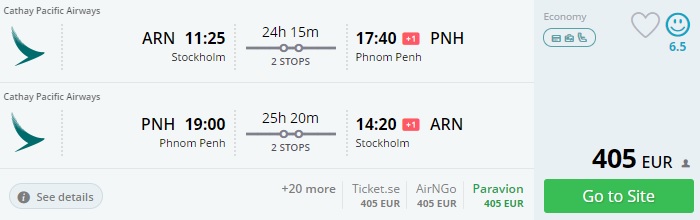 cheap tickets to cambodia from stockholm