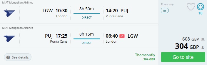 non stop flights to the dominican republic from london