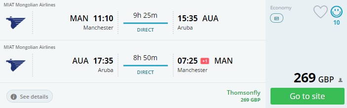 Cheap flights from the UK to Caribbean Sea