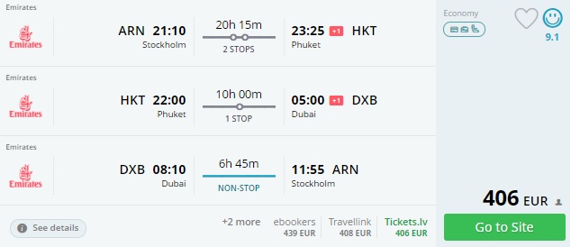 flights from stockholm to phuket