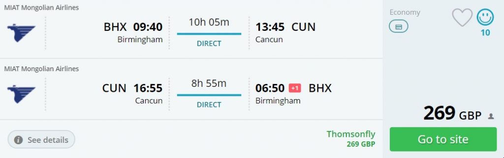 flights united kingdom cancun mexico