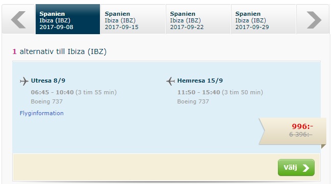 last minute to ibiza from sweden