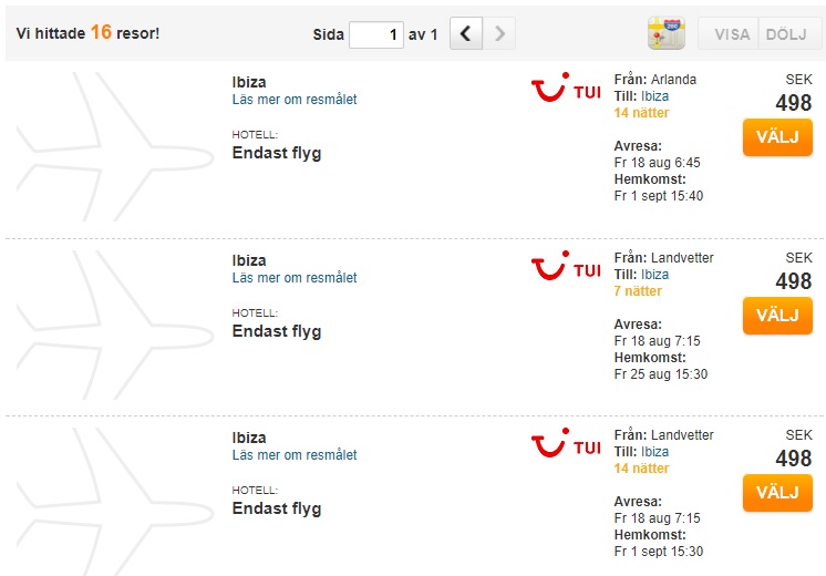 summer flights to ibiza from sweden