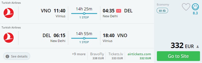 thy flights to india from lithuania