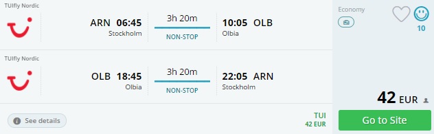 Cheap flights to SARDINIA from Stockholm
