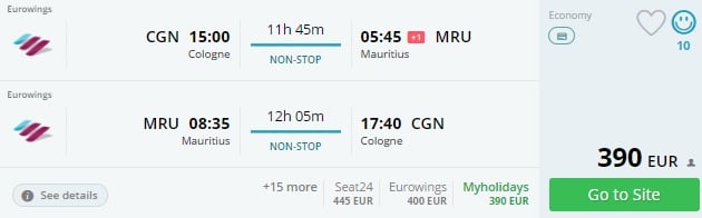 direct flights cologne mauritius