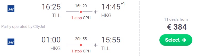 cheap flights tallinn hong kong