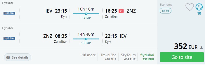 cheap flights to zanzibar from kyiv
