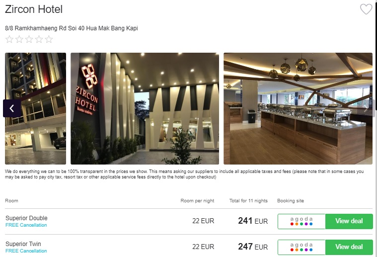 4* Hotel in Bangkok for only €20 (€10 per person) + Cheap