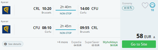 brussels to corfu