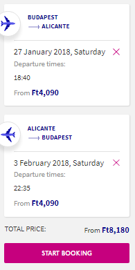 budapest to alicante