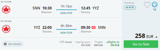 ireland to toronto