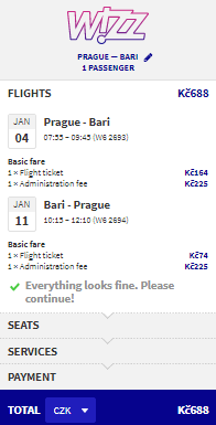 prague to bari
