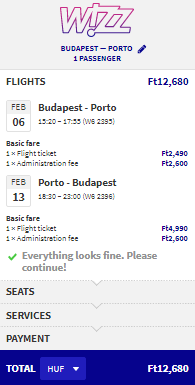 budapest to porto