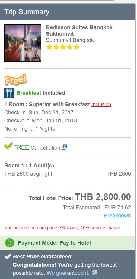 New Year in Bangkok! 5 Radisson Suites Bangkok Sukhumvit