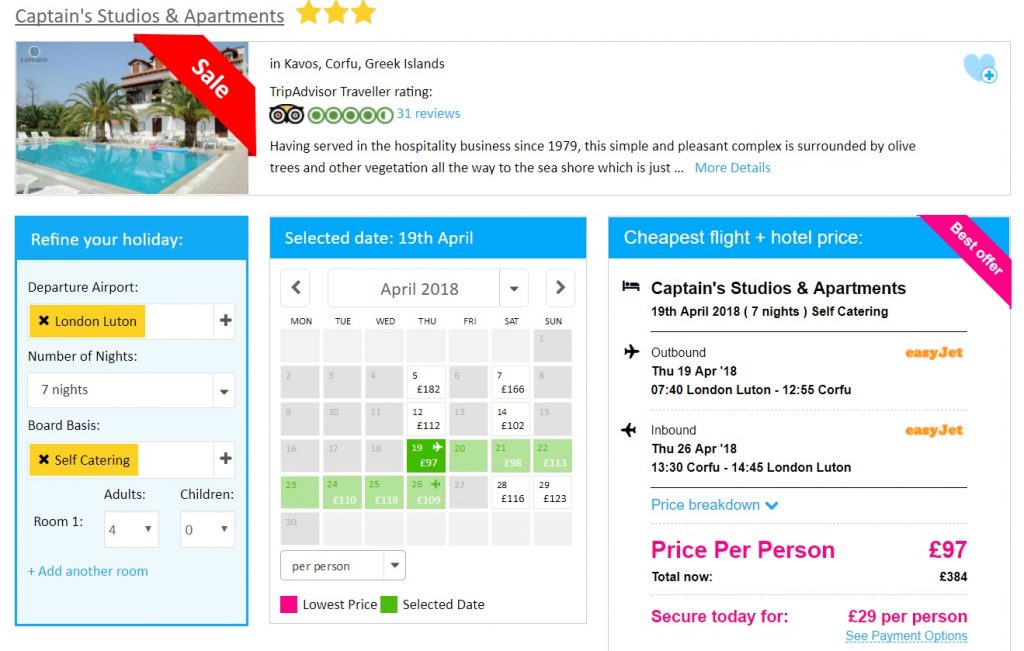 Package Holidays CORFU 2018 from UK