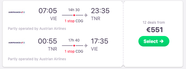 Flights from Vienna, Austria to Antananarivo, Madagascar