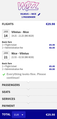 vilnius to nice