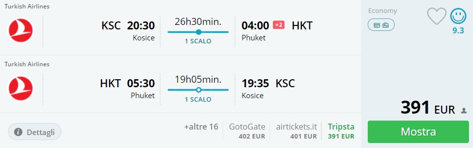 Turkish Airlines flights to PHUKET from Budapest
