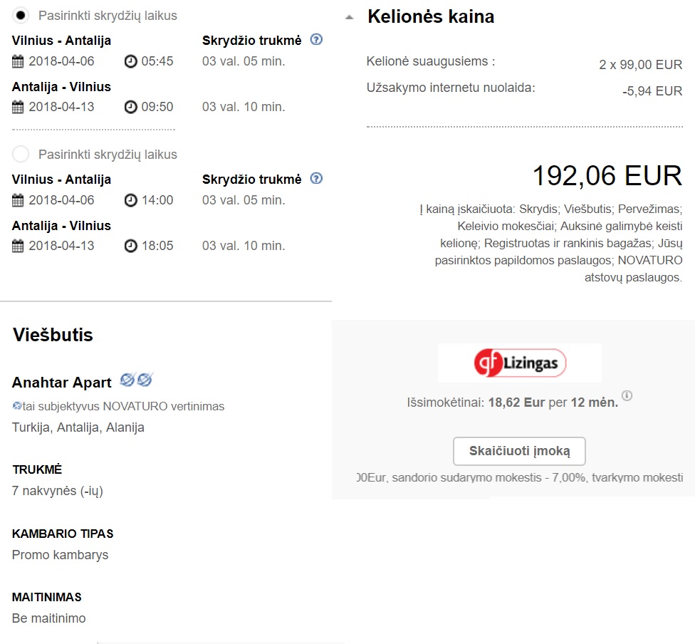 Vilnius to Antalya