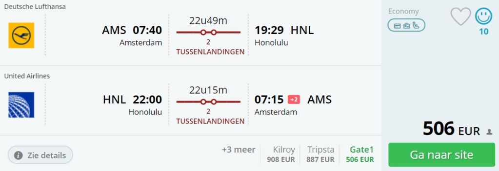cheap flights amsterdam hawaii