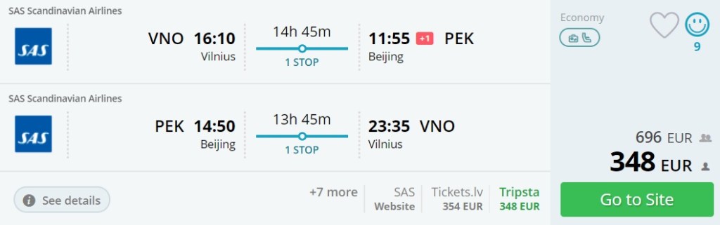 cheap flights from baltics to china