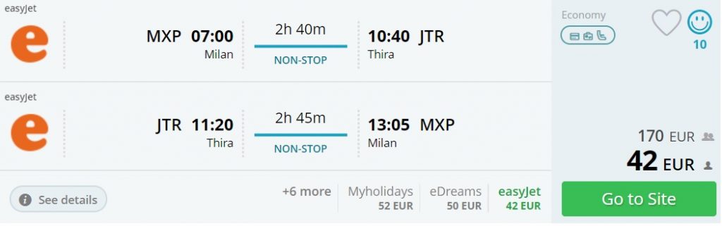 cheap flights milan santorini