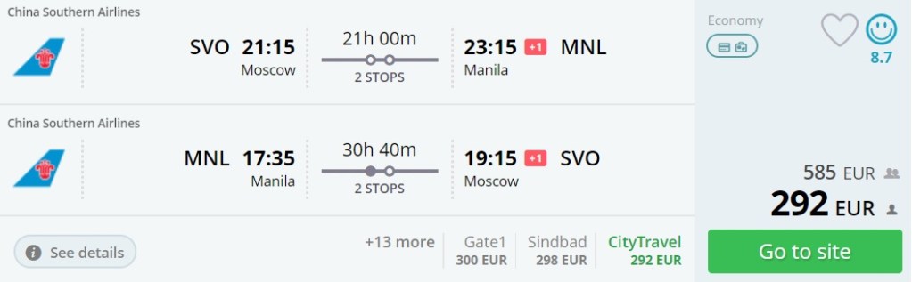 cheap flights moscow manila philippines