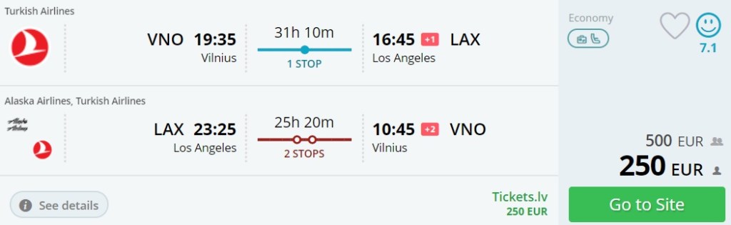 cheap flights vilnius los angeles