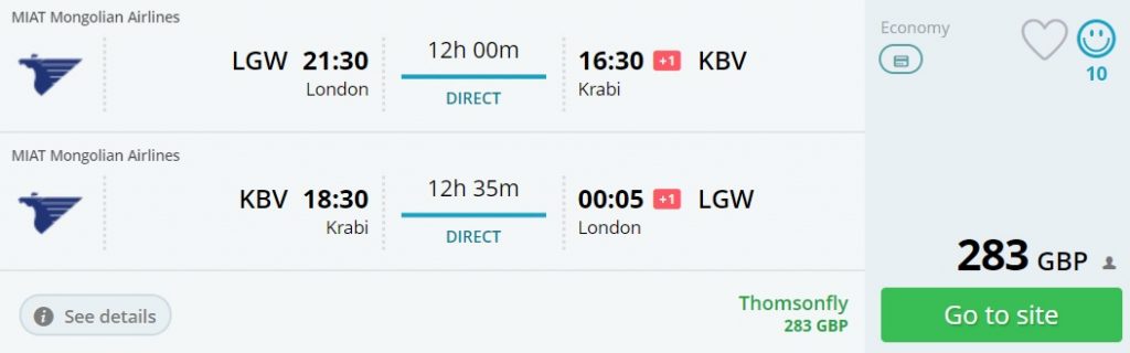 direct flights london krabi thailand