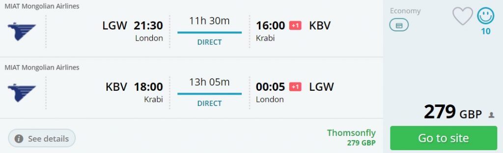 direct flights london krabi thailand